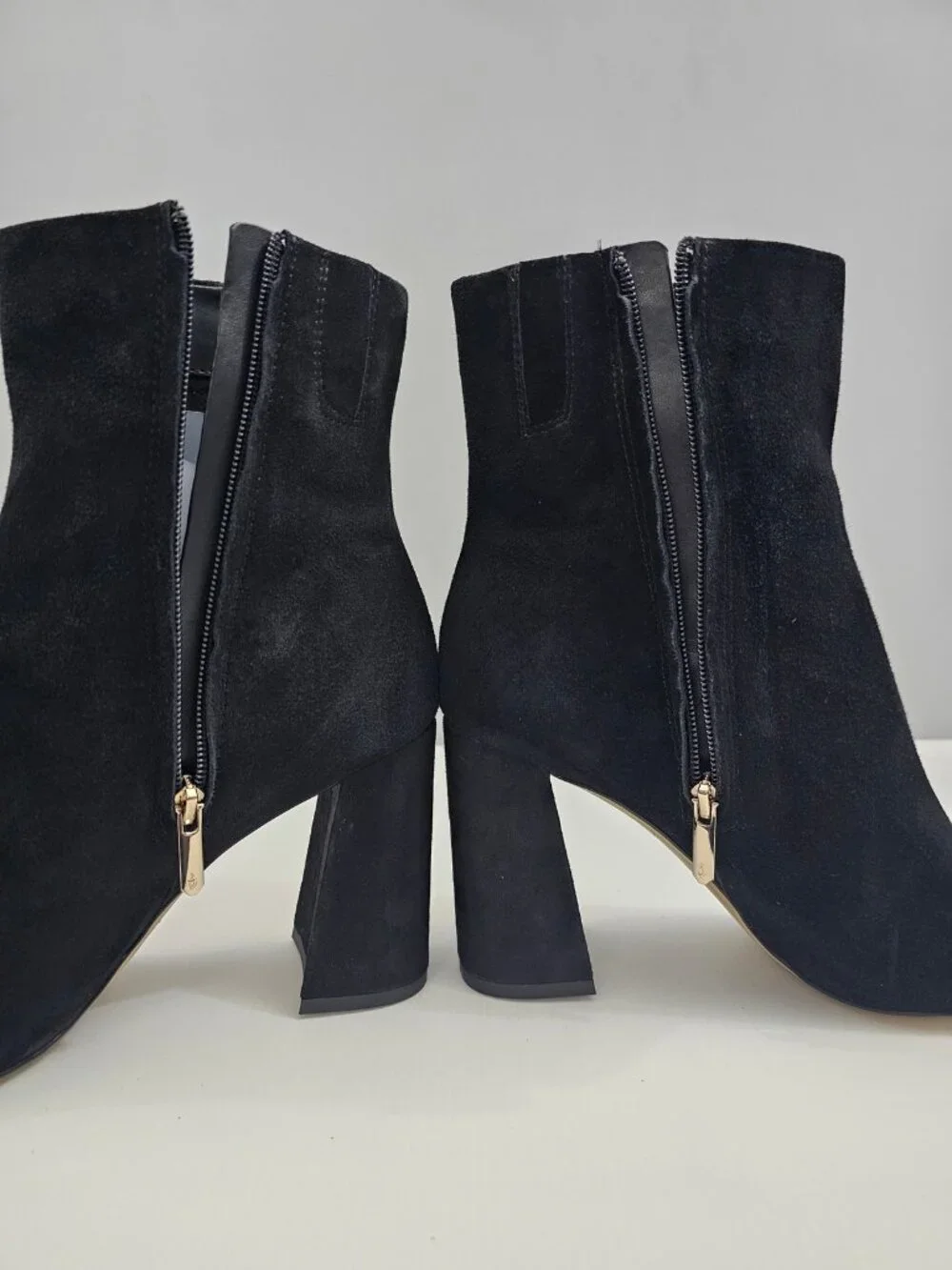 Sam Edelman Codie Block Heel Ankle Boot Womens 11 Black Suede Square Toe